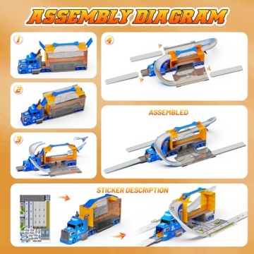 Carsky 2 in 1 Truck Toy Set with Race Track for Toddlers