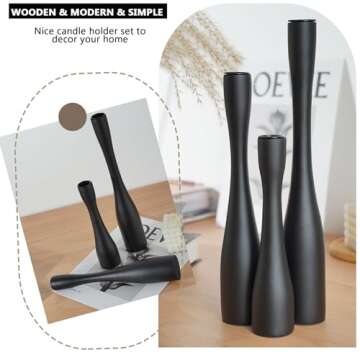 SDALI HOME Candle Holder Black Candlestick Holders,Taper Candle Holders for Candlesticks Set of 3,(12"/10"/7.5" H) Tall Wooden Modern Candle Sticks Candle Holder for Decor