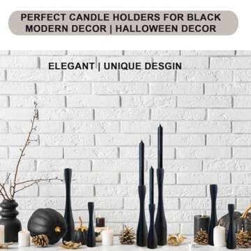 SDALI HOME Candle Holder Black Candlestick Holders,Taper Candle Holders for Candlesticks Set of 3,(12"/10"/7.5" H) Tall Wooden Modern Candle Sticks Candle Holder for Decor