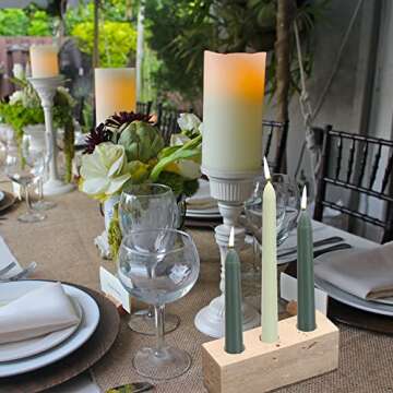 WORHE Candle Holder Travertine Stone 3 Holes 1 PCS Premium Marble Rectangle Candlestick Holder for Wedding Dinning Party Candle Stand Candles Color Cream 5.5” L x 1.8” W x 2” H (ZT016C)