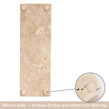 WORHE Candle Holder Travertine Stone 3 Holes 1 PCS Premium Marble Rectangle Candlestick Holder for Wedding Dinning Party Candle Stand Candles Color Cream 5.5” L x 1.8” W x 2” H (ZT016C)