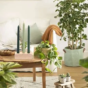 WORHE Candle Holder Travertine Stone 3 Holes 1 PCS Premium Marble Rectangle Candlestick Holder for Wedding Dinning Party Candle Stand Candles Color Cream 5.5” L x 1.8” W x 2” H (ZT016C)