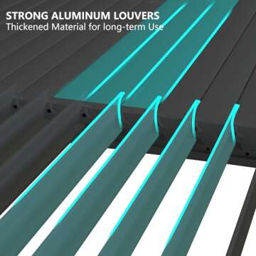 StarEcho Louvered Pergola 10 x 13 Ft with Integrated Drainage System - Durable Aluminum Outdoor Structure for Backyard, Garden, and Terrace - Adjustable Roof Gazebo for Easy Installation（Black）