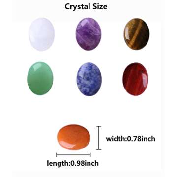 LAIDANLA 7Pcs Healing Crystals Palm Stone Set Oval Amethyst Clear Quartz Tiger Eye Sodalite Chakra Crystal Polished Natural Stones Pocket Gemstone for Meditation Relief Anxiety Stress
