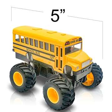 ArtCreativity 5 Inch Monster School Bus, Super Monster Bus with Pullback Mechanism, Diecast Monster Truck Bus for Kids, Big Wheels Monster Truck Toys, Play Vehicle Gifts for Boys