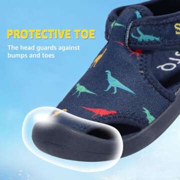 STQ Kids Water Shoes Breathable Outdoor Beach Swim Pool Sandals for Boys(Toddler/Little Kid) Navy/Dinosaur 8 M US Toddler