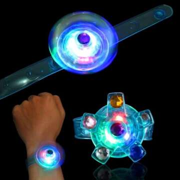 WELLVO 14 Pack LED Light Up Fidget Spinner Bracelets Party Favors For Kids 4-8 8-12, Glow in The Dar...