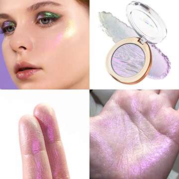 CHARMACY Chameleon Glitter Highlighter Makeup Palette, Shimmer Cream Contour Face Brightening Illumi...