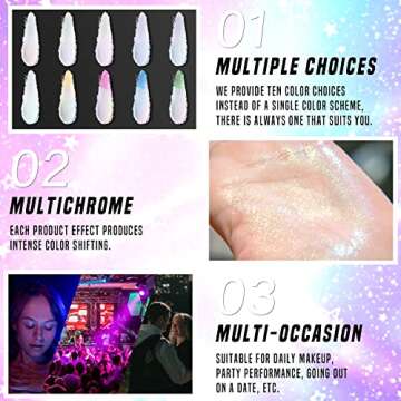 CHARMACY Chameleon Glitter Highlighter Makeup Palette, Shimmer Cream Contour Face Brightening Illuminator Highlighter, Long Lasting, Cruetly-Free, #603