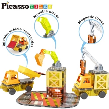 PicassoTiles 5-in-1 Magnet Tile Construction Set for Kids