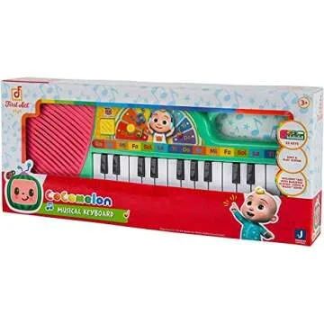 CoComelon First Act Musical Keyboard, 23 Keys; Music and ABC Songs Pre-Recorded, Educational Music Toys, Carry N’ Go Handle