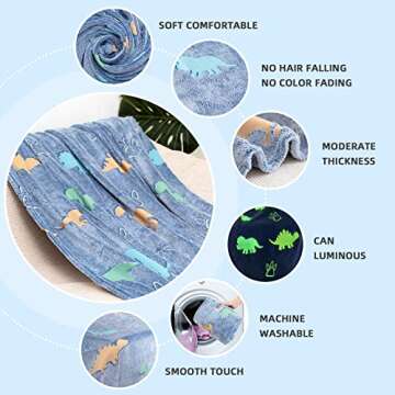 GOSALISU Glow in The Dark Dinosaur Throw Blanket 50 x60 inch Luminous Dino Blanket Toys for 3 4 5 6 ...