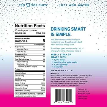 Smart Cups Sugar Free Energy Drinks (Berry Blast) - 10 Pack - Energy Drink Cups Just Add Water - Vitamin B Energy Drinks Sugar Free