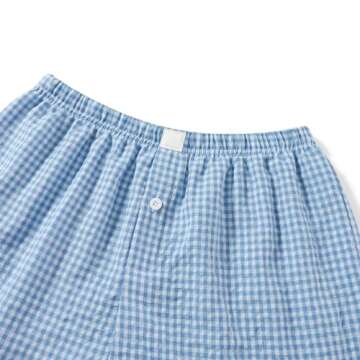 KOSUSANILL Y2K Boxer Shorts for Womens Low Waist Striped Plaid Print Gingham Loose Fit Lounge Bottoms Pajama Sleep Short Pj Pants, Small, Blue-1