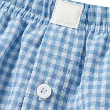 KOSUSANILL Y2K Boxer Shorts for Womens Low Waist Striped Plaid Print Gingham Loose Fit Lounge Bottoms Pajama Sleep Short Pj Pants, Small, Blue-1