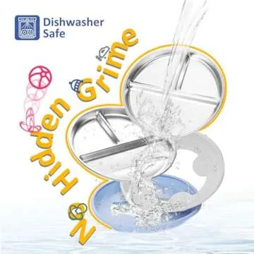 Bakpoco Stainless Steel Suction Plates for Toddlers, 9" Divided Kids Baby Plates with Removable Silicone Suction, Non Toxic Non Slip Portion Control Snack Dishes 4 Packs, Blue Green Gray Pink