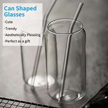 Venoteck 16oz Glass Cups Set of 4 for Every Beverage