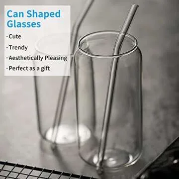 Venoteck 16oz Glass Cups Set of 4 for Every Beverage