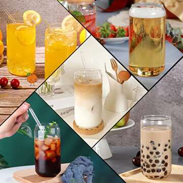 Venoteck 16oz Glass Cups Set of 4 for Every Beverage