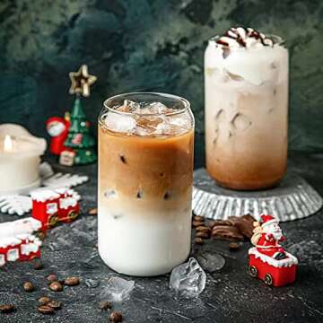 Venoteck 16oz Glass Cups Set of 4 for Every Beverage