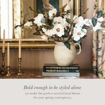 Afloral Cream Magnolia Fake Flower Branch - 35"