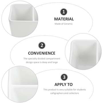 MILISTEN Paint Tray Ceramic Brush Wash Bowl - Elegant White Porcelain