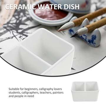 MILISTEN Paint Tray Ceramic Brush Wash Bowl - Elegant White Porcelain