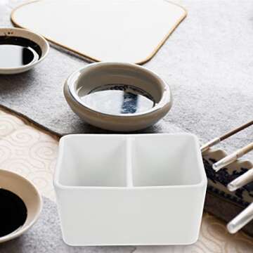 MILISTEN Paint Tray Ceramic Brush Wash Bowl - Elegant White Porcelain