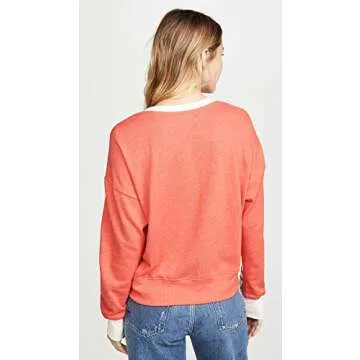 Stylish SUNDRY Women's Stripe Colorblock Sweatshirt