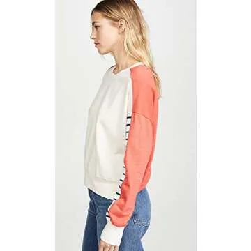 Stylish SUNDRY Women's Stripe Colorblock Sweatshirt