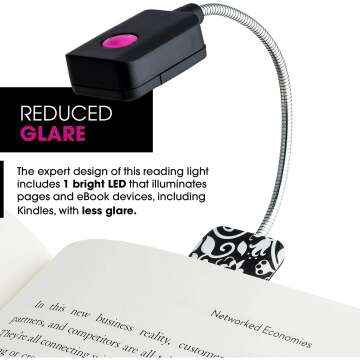 WITHit French Bull Clip On LED Book Light - Black/White