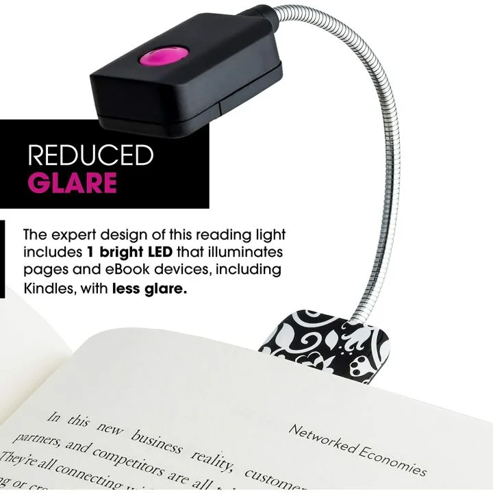 WITHit French Bull Clip On LED Book Light - Black/White
