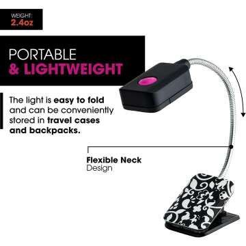 WITHit French Bull Clip On LED Book Light - Black/White