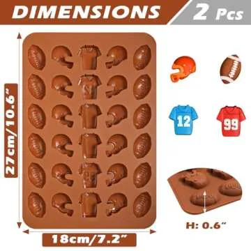 Football Chocolate Mold, 30-Cavity Silicone for Baking