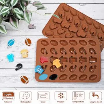 Football Chocolate Mold, 30-Cavity Silicone for Baking