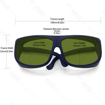 FreeMascot Professional OD 8+ 190nm-450nm/800nm-1100nm Wavelength Laser Safety Glasses for Typical 405nm, 445nm, 808nm, 980nm, 1064nm 1070nm, 1080nm Laser Light (Frame Style 5)