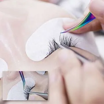 Rainbow Lash Tweezers Kit Tweezers for Eyelash Extensions Nail Art Ingrown Hair Craft Work Anti-Static Precision Stainless Steel Tweezers 5 Pcs