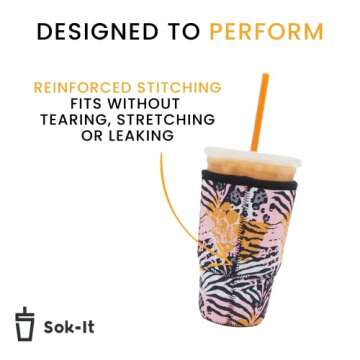 Sok It Java Sok Iced Coffee & Cold Soda Insulated Neoprene Cup Sleeve (Sweet Sprinkles, Medium: 22-28oz)