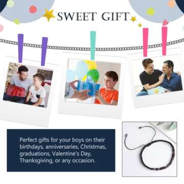 VOHIVI Son Bracelet Inspirational Gifts for Son,Valentines Day Gifts Jewelry for Son,Morse Code Bracelets with Warm Message Card,Adjustable Handmade Mens Beaded Bracelets