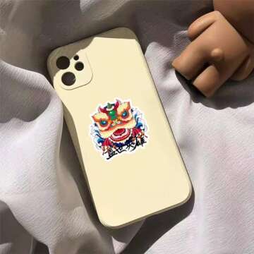 50pcs Cute Chinese New Year Decoration Stickers, Cartoon Lion Waterproof Water Bottle Stickers, Lapt...