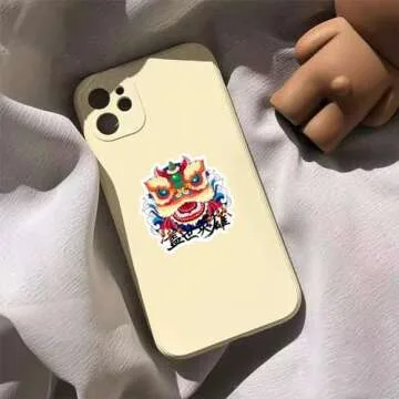 50pcs Cute Chinese New Year Decoration Stickers, Cartoon Lion Waterproof Stickers for Kids