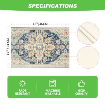 Boho Bohemia Style Sliver Placemats Set of 4, 12x18 Inch Country Rustic Farmhouse Magical Fall Table Mats for Party Kitchen Dining Decoration