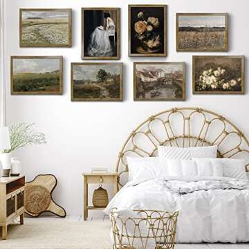 Natural Landscape Art - Vintage Print Country Landscape Painting， Framed Canvas Prints Wall Art Home Decor - Vintage Landscape Art Print Farmhouse Painting