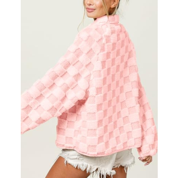 Yimoon Women's Cozy Checkered Sherpa Jacket Winter Wear