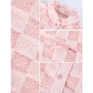 Yimoon Women's Cozy Checkered Sherpa Jacket Winter Wear