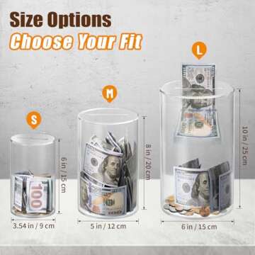 Hicocool Clear Piggy Bank, Acrylic Piggy Bank for Adults Must Break to Open, Unopenable Money Saving...