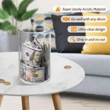 Hicocool Unbreakable Clear Piggy Bank for Saving Money