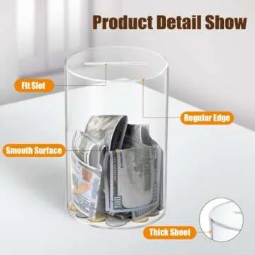 Hicocool Unbreakable Clear Piggy Bank for Saving Money