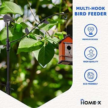 Home-X Adjustable Bird Feeder Stand for Backyard Birds
