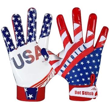 USA Flag Football Gloves for Youth & Adults - Sticky Silicone Grip